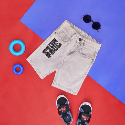 Pantaloons Junior Short For Boys Casual Printed Cotton Blend(Grey, Pack of 1)