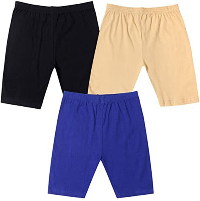 NEEORT TREND Short For Boys & Girls Casual Solid Cotton Blend(Multicolor, Pack of 3)