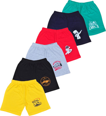 swanker Short For Boys & Girls Casual Printed Cotton Jersey(Multicolor, Pack of 6)
