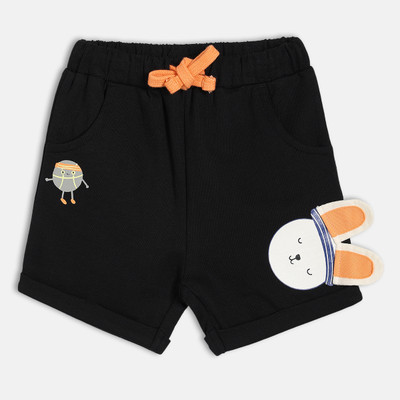 MINI KLUB Short For Baby Boys Casual Applique Pure Cotton(Black, Pack of 1)