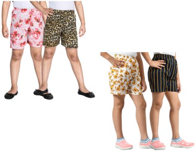 KAVYA Short For Girls Casual Printed Pure Cotton(Multicolor, Pack of 4)