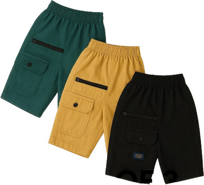 PRFAB Short For Boys & Girls Casual Solid Pure Cotton(Multicolor, Pack of 3)