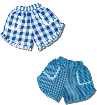 THE CHILD COMPANY Short For Baby Girls Casual Checkered Pure Cotton(Blue, Pack of 2)