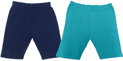 NEEORT TREND Short For Girls Casual Solid Pure Cotton(Blue, Pack of 2)