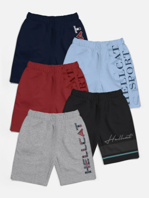 Hellcat Short For Boys Casual Printed Cotton Blend(Maroon, Pack of 5)
