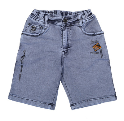 OXTRAP Short For Boys Casual Dyed/Washed Cotton Blend(Blue, Pack of 1)