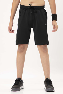TECHNOSPORT Short For Boys Sports Solid Polyester(Black, Pack of 1)