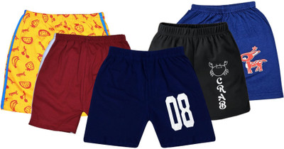HUXX Short For Boys & Girls Casual Solid Pure Cotton(Multicolor, Pack of 5)