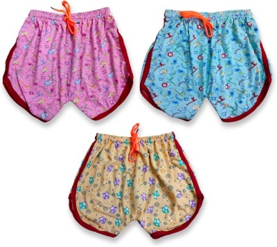 KNETLY Short For Baby Boys & Baby Girls Casual Printed Cotton Blend(Multicolor, Pack of 3)
