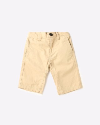 INDIAN TERRAIN Short For Boys Casual Solid Pure Cotton(Beige, Pack of 1)