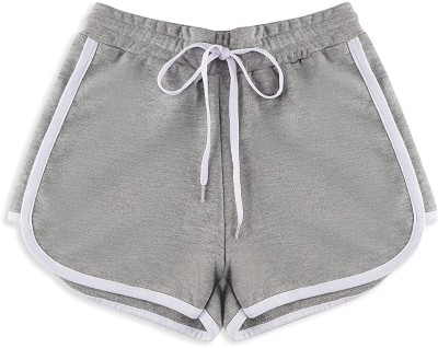 French Kleider Short For Girls Casual Self Design Cotton Blend(Grey, Pack of 1)