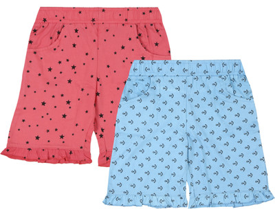 fasla Short For Girls Casual Printed Cotton Blend(Multicolor, Pack of 2)
