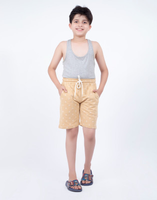 Trendy Jaas Short For Boys Casual Printed Cotton Blend(Beige, Pack of 1)