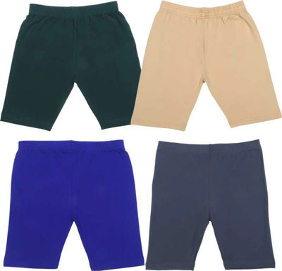 NEEORT FASHION Short For Girls Casual Solid Cotton Blend(Multicolor, Pack of 4)