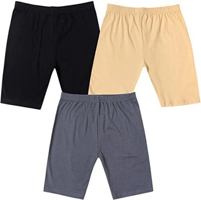 NEEORT FASHION Short For Boys & Girls Casual Solid Cotton Blend(Multicolor, Pack of 3)