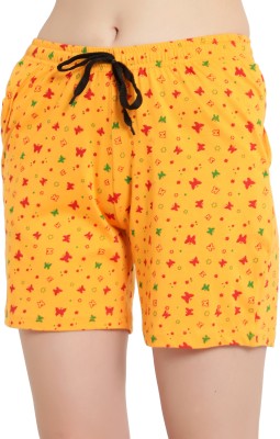 FASHA Short For Girls Casual Printed Pure Cotton(Yellow, Pack of 1)