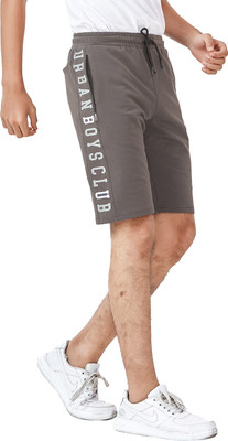 UB CLUB Short For Boys Casual Printed Cotton Blend(Grey, Pack of 1)