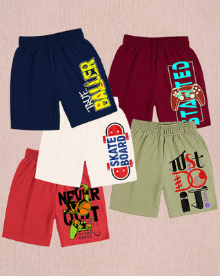 AOOSH Short For Boys Casual Printed Cotton Blend(Beige, Pack of 5)