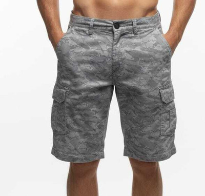 Zudi Printed Men Reversible Grey Basic Shorts