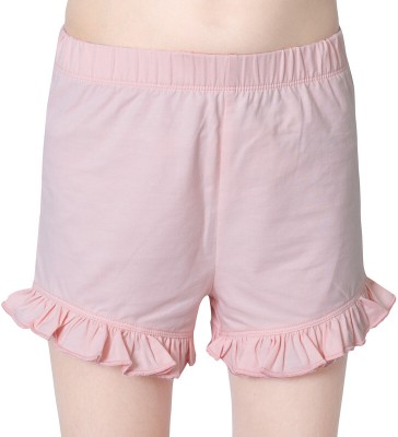 one sky Short For Girls Casual Solid Cotton Blend(Pink, Pack of 1)