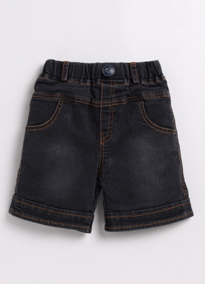 WOLF KING Short For Boys Casual Dyed/Washed Denim(Black, Pack of 1)