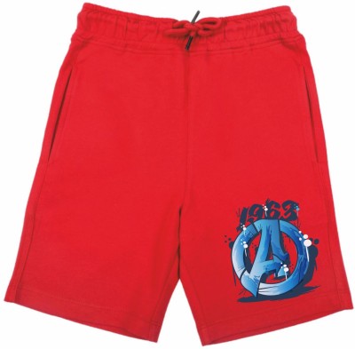 Marvel by Wear Your Mind Short For Boys Casual Printed Polycotton(Red, Pack of 1)