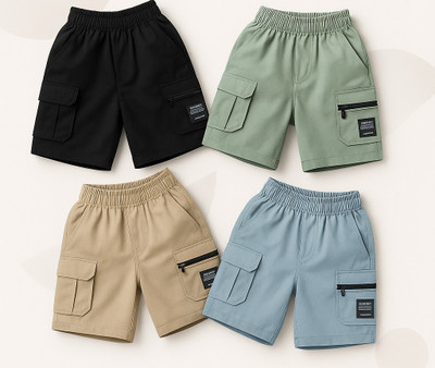 PRFAB Short For Boys & Girls Casual Solid Pure Cotton(Multicolor, Pack of 4)