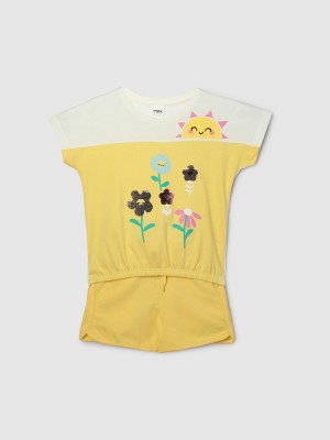 MAX Short For Girls Casual Solid Pure Cotton(Yellow, Pack of 1)