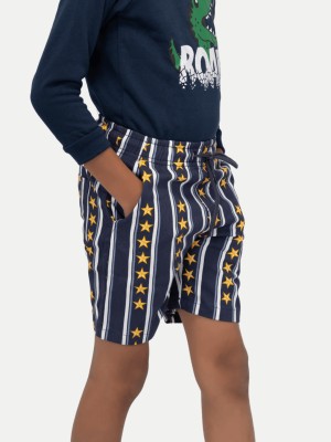 Rad prix Short For Boys Casual Printed Cotton Blend(Dark Blue, Pack of 1)