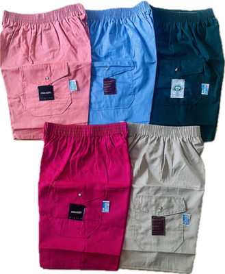 Cauchy Short For Boys & Girls Sports Solid Cotton Blend(Multicolor, Pack of 5)