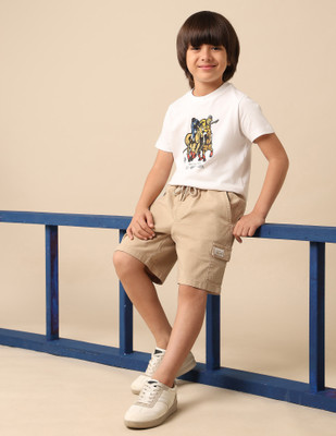 U.S. POLO ASSN. Short For Boys Casual Solid Pure Cotton(Beige, Pack of 1)