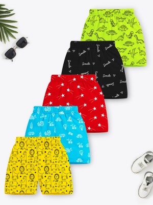 Trampoline Short For Boys & Girls Casual Printed Cotton Blend(Multicolor, Pack of 5)