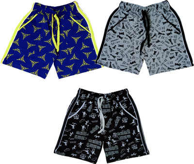 LilBits Short For Boys Casual Printed Cotton Blend(Multicolor, Pack of 3)