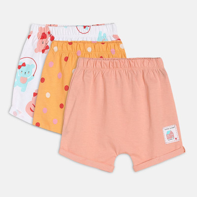 MINI KLUB Short For Baby Girls Casual Printed Pure Cotton(Multicolor, Pack of 3)