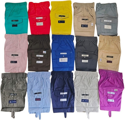 ONBUFF Short For Boys & Girls Casual Solid Cotton Blend(Multicolor, Pack of 3)