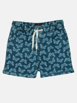 KiddoPanti Short For Boys Casual Printed Denim(Blue, Pack of 1)