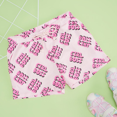 Pantaloons Junior Short For Girls Casual Printed Cotton Blend(Pink, Pack of 1)