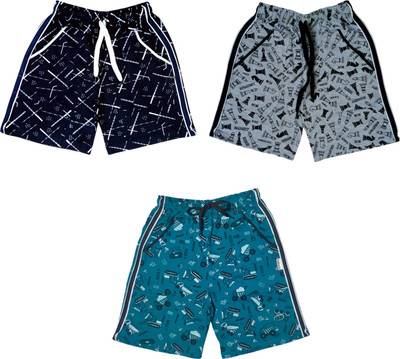 Ticoss Short For Boys & Girls Casual Printed Cotton Blend(Multicolor, Pack of 3)