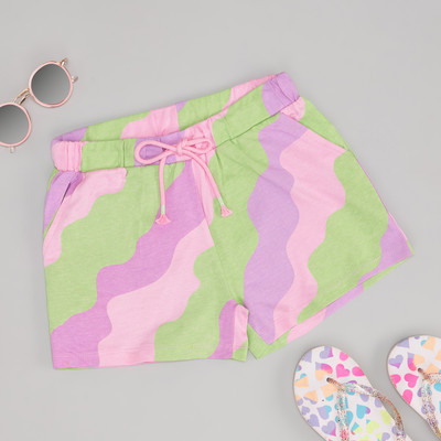 Pantaloons Junior Short For Girls Casual Solid Cotton Blend(Pink, Pack of 1)