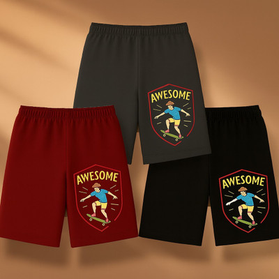 Fashionate World Short For Boys Casual Printed Pure Cotton(Multicolor, Pack of 3)