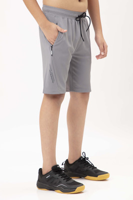 TECHNOSPORT Short For Boys Sports Solid Polyester(Grey, Pack of 1)