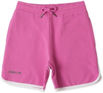 Pepe Jeans Short For Girls Casual Solid Cotton Lycra(Pink, Pack of 1)