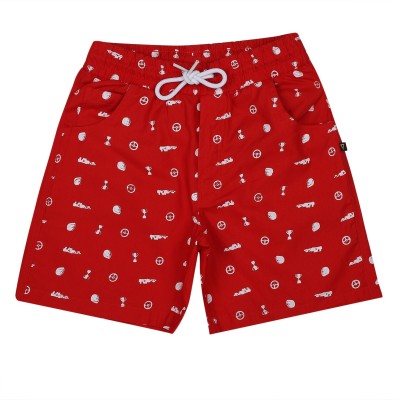 PROTEENS Short For Boys Casual Printed Cotton Blend(Red, Pack of 1)