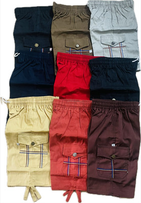 Fragment Short For Boys & Girls Party Solid Cotton Lycra(Multicolor, Pack of 3)