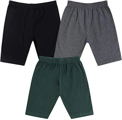 NEEORT TREND Short For Girls Casual Solid Cotton Blend(Multicolor, Pack of 3)