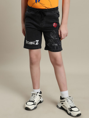 kidsville Short For Boys Casual Graphic Print Cotton Blend(Grey, Pack of 1)