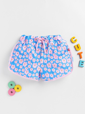 Here&Now X Game Begins Short For Girls Casual Printed Pure Cotton(Pink, Blue, Pack of 1)
