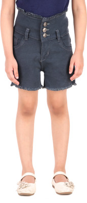 SAVITA FASHION WEAR Short For Girls Casual Solid Denim(Blue, Pack of 1)