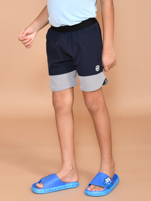 SKYKNIT Short For Boys Casual Colorblock Polyester(Dark Blue, Pack of 1)
