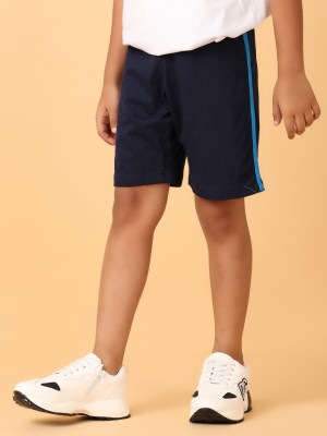 V-MART Short For Boys Casual Solid Cotton Blend(Blue, Pack of 1)